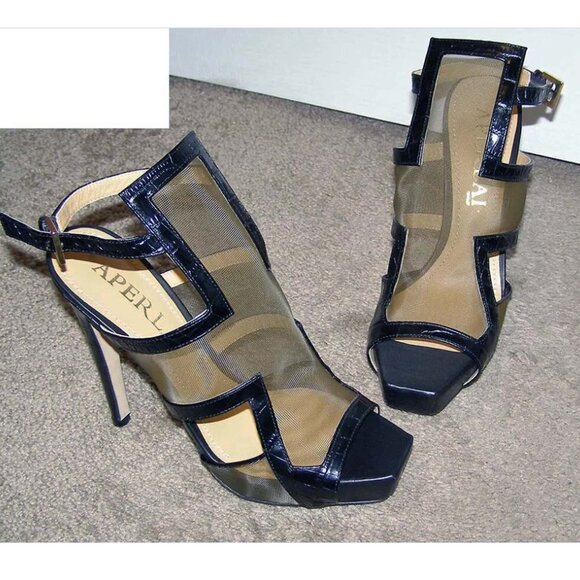 New 💋 sexy 8.5/39 Aperlai leather & mesh heels - Picture 6 of 15